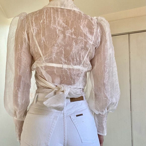 Maison Cleo Julie Crinkled Silk Organza Blouse xs - Picture 8 of 13